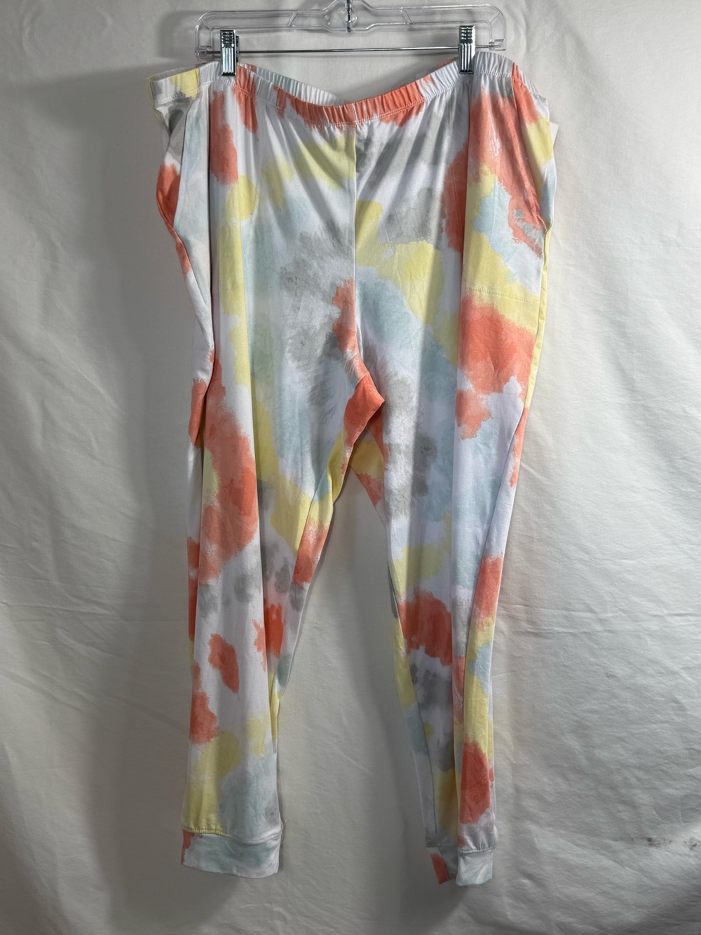 Secret Treasures Tie-Dye Joggers in Coral, Yellow & Gray